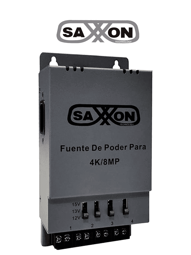 SAXXON ENERGIA PSU1205A-4K - Fuente de poder Regulable Metálica/ Conexión de Hasta 4 Canales/ Voltaje de Ajuste 12V 13V o 15V cc/ Salida de Hasta 5 Amp en los 4 Canales/ Instalación en Pared SAXXON ENERGIA PSU1205A-4K - Fuente de poder Regulable Metálica/ Conexión de Hasta 4 Canales/ Voltaje de Ajuste 12V 13V o 15V cc/ Salida de Hasta 5 Amp en los 4 Canales/ Instalación en Pared